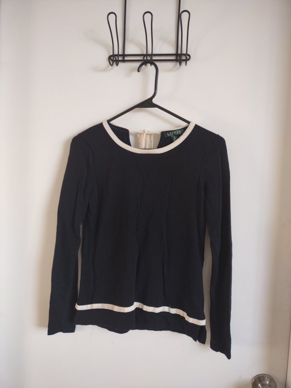 Ralph Lauren Black Top with Cream Trim